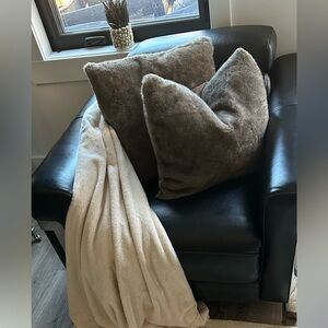 Luxurious Cream throw   and Two taupe Accent cushions with fillers